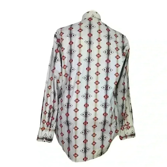 Wrangler Men L Aztec Southwest Western Snap Up Shirt Gray Cotton Long Sleeve VTG - Picture 6 of 7